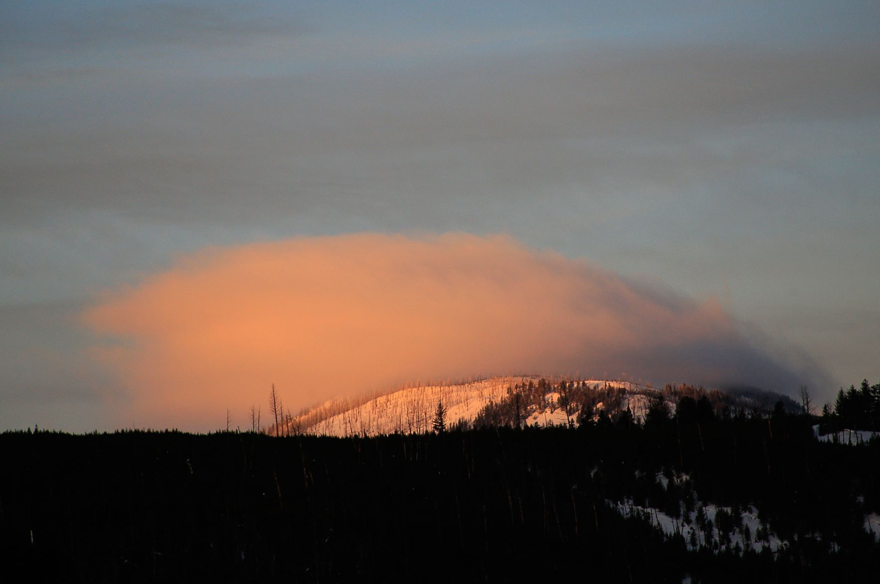 Cloud covered mountain